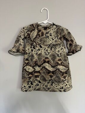Custom made- Girls Neutral Snake-Print Long Sleeve Dress